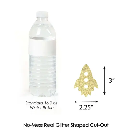 Big Dot of Happiness Gold Glitter Rocket Ship - No-Mess Real Gold Glitter Cut-Outs - Outer Space Baby Shower or Birthday Party Confetti - Set of 24 {4}
