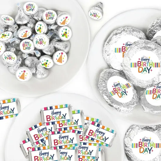 Big Dot of Happiness Cheerful Happy Birthday - Colorful Birthday Party Candy Favor Sticker Kit - 304 Pieces {1}