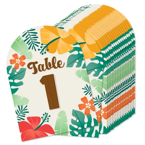 Big Dot of Happiness Tropical Luau - Hawaiian Beach Party Double-Sided 5 x 7 inches Cards - Table Numbers - 1-20 {1}