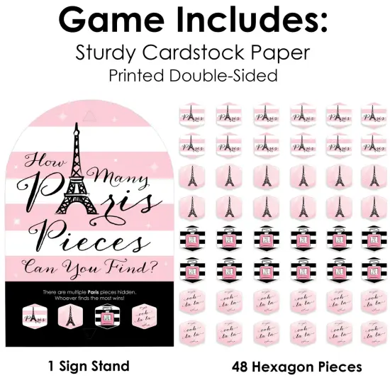 Big Dot of Happiness Paris, Ooh La La - Paris Themed Baby Shower or Birthday Party Scavenger Hunt - 1 Stand and 48 Game Pieces - Hide and Find Game {6}