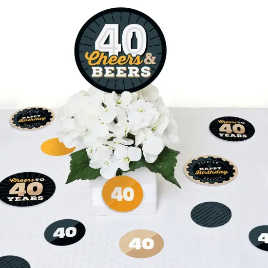 Big Dot of Happiness Cheers and Beers to 40 Years - 40th Birthday Party Giant Circle Confetti - Party Decorations - Large Confetti 27 Count {7}