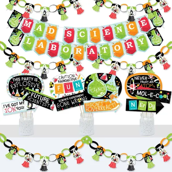 Big Dot of Happiness Scientist Lab - Banner and Photo Booth Decorations - Baby Shower or Birthday Party Supplies Kit - Doterrific Bundle {1}