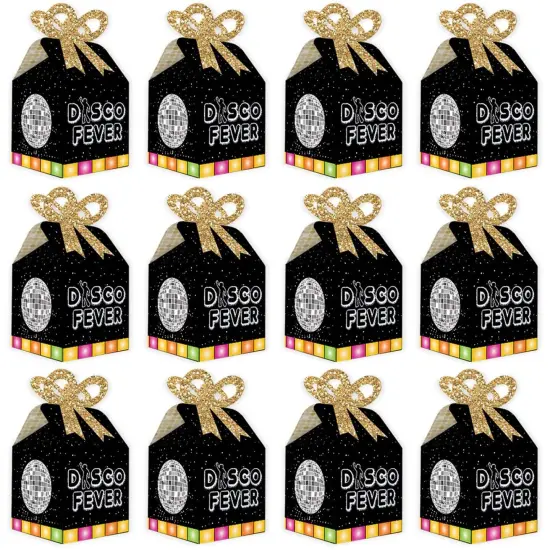 Big Dot of Happiness 70's Disco - Square Favor Gift Boxes - 1970s Disco Fever Party Bow Boxes - Set of 12 {6}