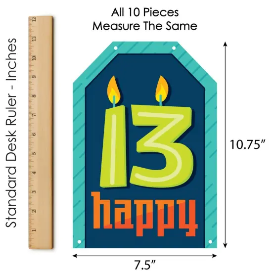 Big Dot of Happiness Boy 13th Birthday - Hanging Vertical Paper Door Banners - Official Teenager Birthday Party Wall Decor Kit- Indoor Door Decor {7}