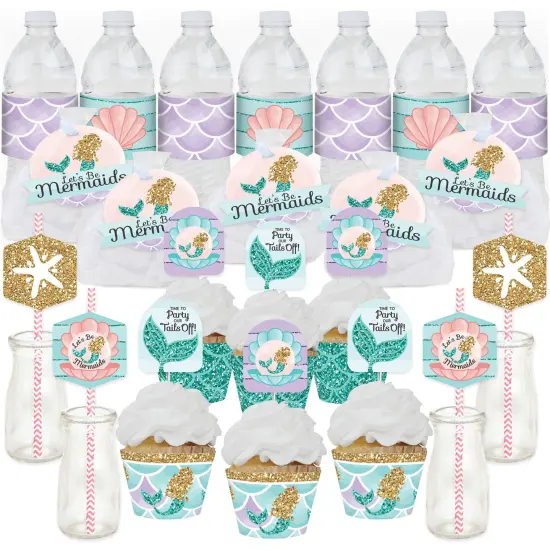 Big Dot of Happiness Let's Be Mermaids - Baby Shower or Birthday Party Favors and Cupcake Kit - Fabulous Favor Party Pack - 100 Pieces {1}