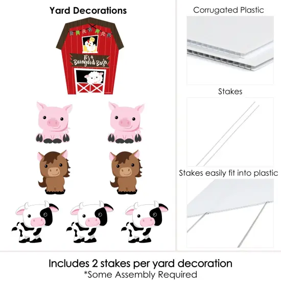 Big Dot of Happiness Farm Animals - Yard Sign & Outdoor Lawn Decorations - Barnyard Baby Shower or Birthday Party Yard Signs - Set of 8 {6}