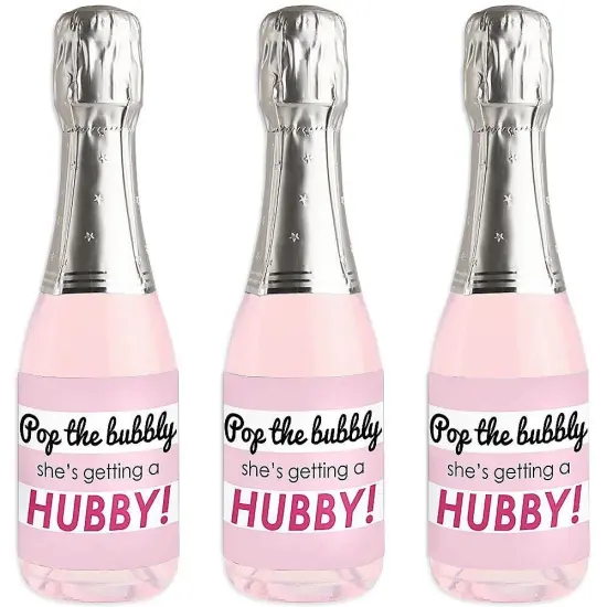 Big Dot of Happiness Bride-To-Be - Mini Wine and Champagne Bottle Label Stickers - Bridal Shower or Classy Bachelorette Party Favor Gift - Set of 16 {1}