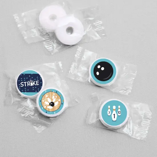 Big Dot of Happiness Strike Up the Fun - Bowling - Birthday or Baby Shower Round Candy Sticker Favors - Labels Fits Chocolate Candy (1 Sheet of 108) {4}