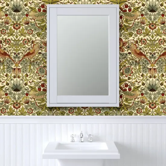 Peel & Stick Wallpaper 2FT Wide Victorian Edwardian Vines Birds Damask Vintage Custom Removable Wallpaper by Spoonflower {6}