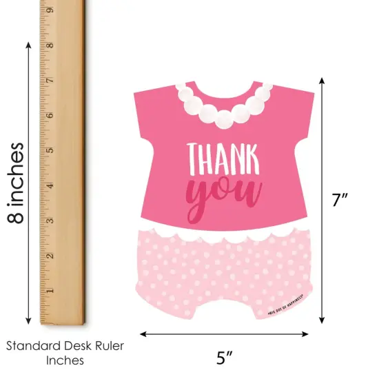 Big Dot of Happiness It's a Girl - Shaped Thank You Cards - Pink Baby Shower Thank You Note Cards with Envelopes - Set of 12 {7}