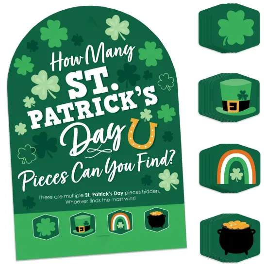 Big Dot of Happiness Shamrock St. Patrick's Day - Saint Paddy&rsquo;s Day Party Scavenger Hunt - 1 Stand and 48 Game Pieces - Hide and Find Game {1}