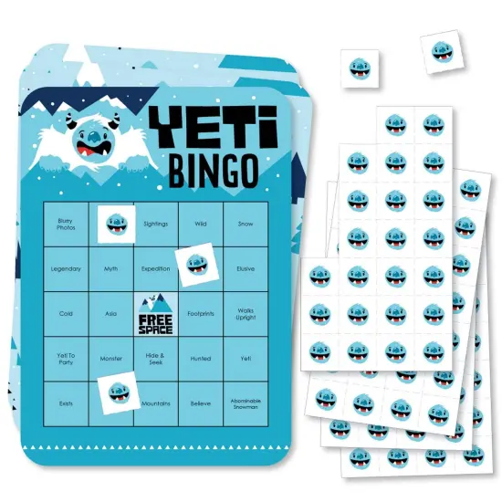 Big Dot of Happiness Yeti to Party - Bingo Cards and Markers - Abominable Snowman Party or Birthday Party Bingo Game - Set of 18 {1}