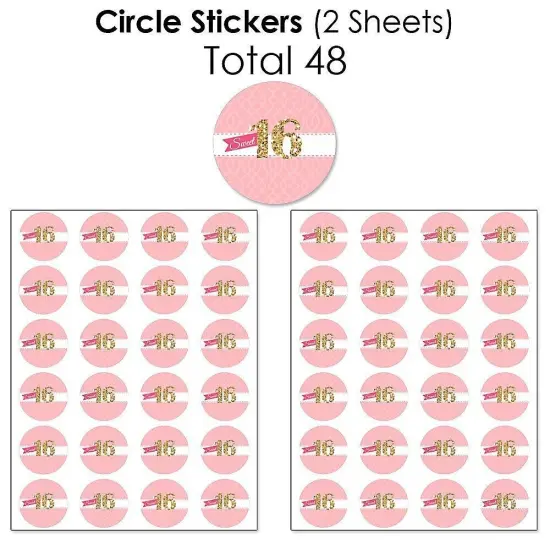 Big Dot of Happiness Sweet 16 - 16th Birthday Party Candy Favor Sticker Kit - 304 Pieces {7}