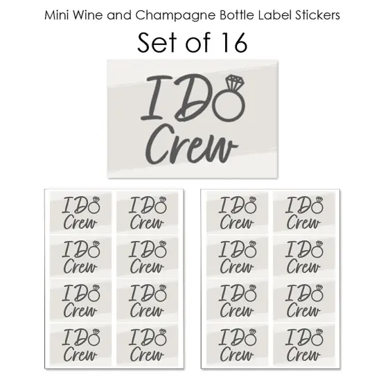 Big Dot of Happiness Champagne Elegantly Simple - Mini Wine & Champagne Bottle Label Stickers - Wedding or Bridal Shower Guest Party Favor Gift 16 Ct {7}