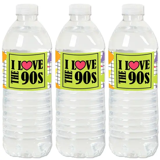 Big Dot of Happiness 90's Throwback - 1990s Party Water Bottle Sticker Labels - Set of 20 {1}