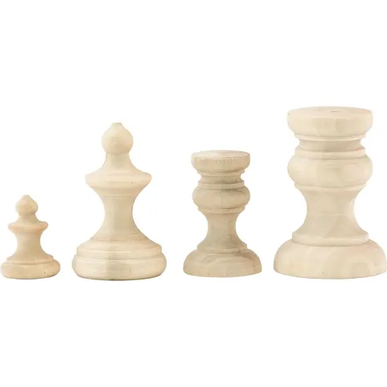 Idea-Ology Wooden Vignette Finial Set 4/Pkg-Unfinished .75"X1" To 1.5"X2" {3}
