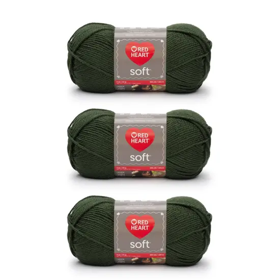 Red Heart Soft Dark Leaf Yarn - 3 Pack of 141g/5oz - Acrylic - 4 Medium (Worsted) - 256 Yards - Knitting/Crochet {1}