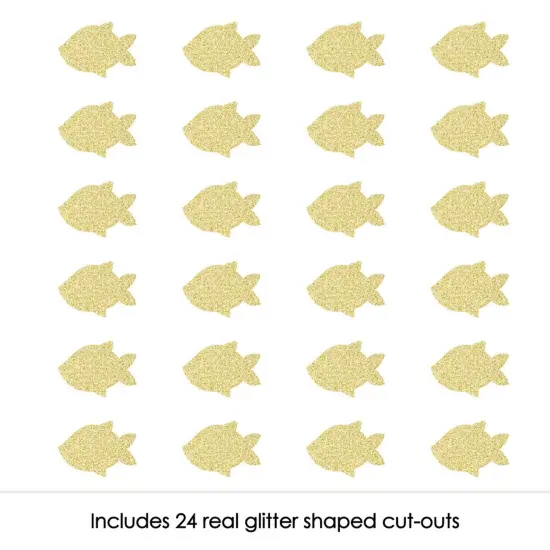 Big Dot of Happiness Gold Glitter Fish - No-Mess Real Gold Glitter Cut-Outs - Let's Go Fishing Birthday Party or Baby Shower Confetti - Set of 24 {3}