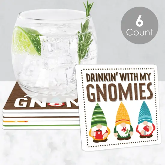 Big Dot of Happiness Garden Gnomes - Funny Forest Gnome Party Decorations - Drink Coasters - Set of 6 {3}