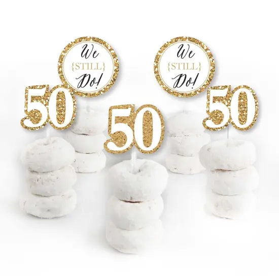 Big Dot of Happiness We Still Do - 50th Wedding Anniversary - Dessert Cupcake Toppers - Anniversary Party Clear Treat Picks - Set of 24 {3}