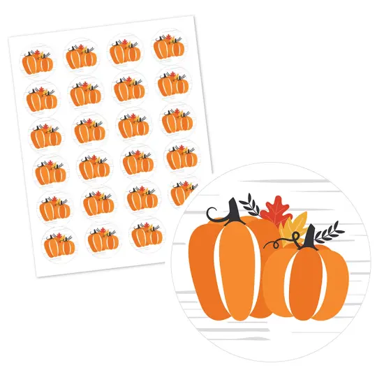 Big Dot of Happiness Fall Pumpkin - Halloween or Thanksgiving Party Circle Sticker Labels - 24 Count {3}