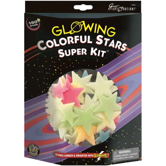 Great Explorations Glowing Stars Super Kit 150/Pkg-Colorful Stars {1}