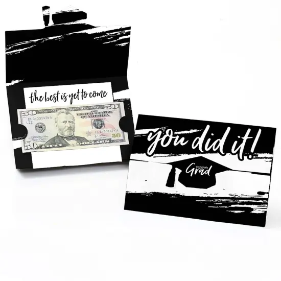 Big Dot of Happiness Black and White Grad - Best is Yet to Come - Black and White Graduation Party Money and Gift Card Holders - Set of 8 {1}