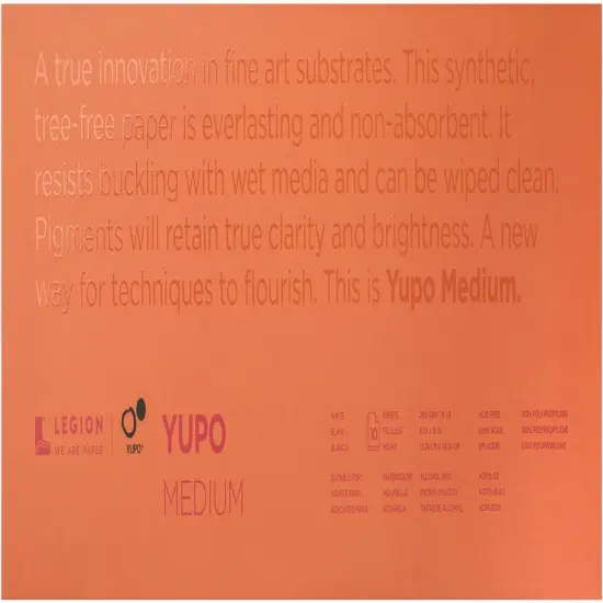 Yupo Medium Pads 6"X15" 10 Sheets/Pkg-White 74lb {1}