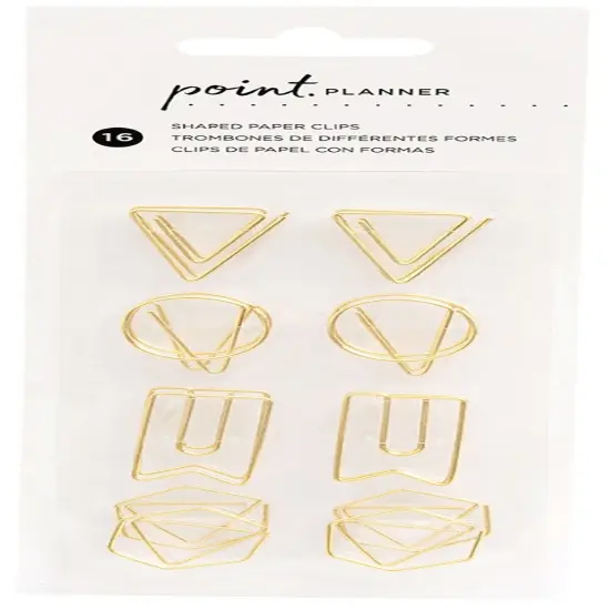 AC Point Planner Shaped Paper Clips 16/Pkg-Gold {1}