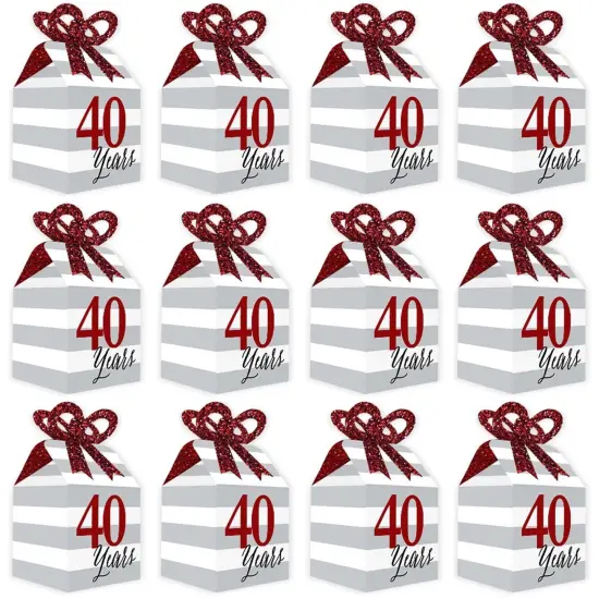Big Dot of Happiness We Still Do - 40th Wedding Anniversary - Square Favor Gift Boxes - Anniversary Party Bow Boxes - Set of 12 {6}
