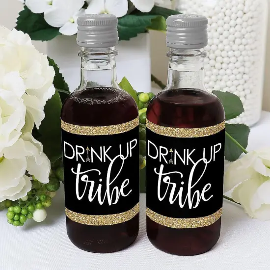 Big Dot of Happiness "Bride Tribe" - Mini Wine and Champagne Bottle Label Stickers - Bridal Shower or Bachelorette Party Favor Gift - Set of 16 {6}