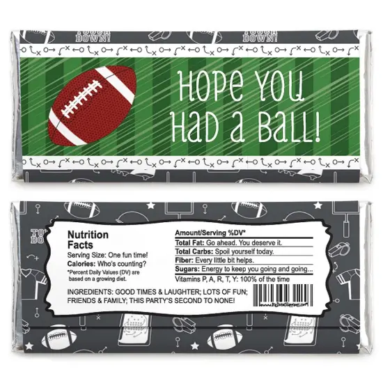 Big Dot of Happiness End Zone - Football - Candy Bar Wrappers Baby Shower or Birthday Party Favors - Set of 24 {3}