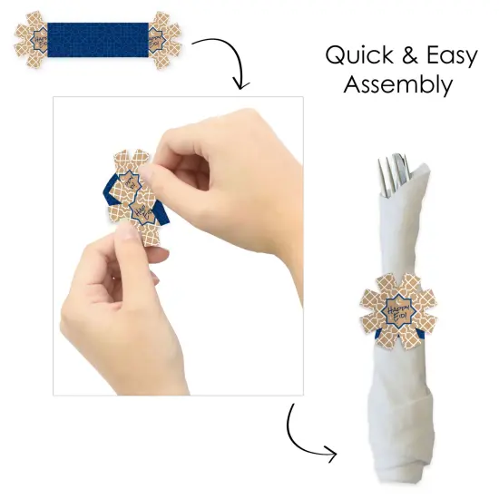 Big Dot of Happiness Ramadan - Eid Mubarak Party Paper Napkin Holder - Happy Eid Napkin Rings - Set of 24 {6}