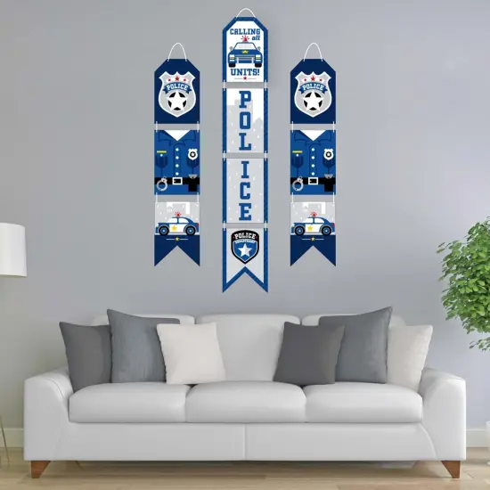 Big Dot of Happiness Calling All Units - Police - Hanging Vertical Paper Door Banners - Cop Birthday Party or Baby Shower Wall Kit - Indoor Door Decor {3}