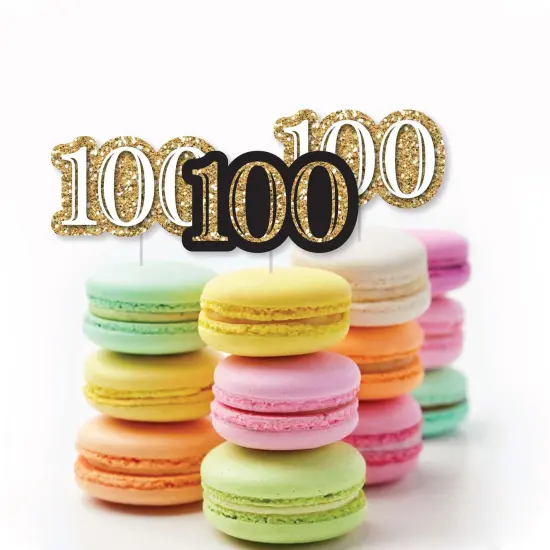 Big Dot of Happiness Adult 100th Birthday - Gold - DIY Shaped Birthday Party Cut-Outs - 24 Count {4}
