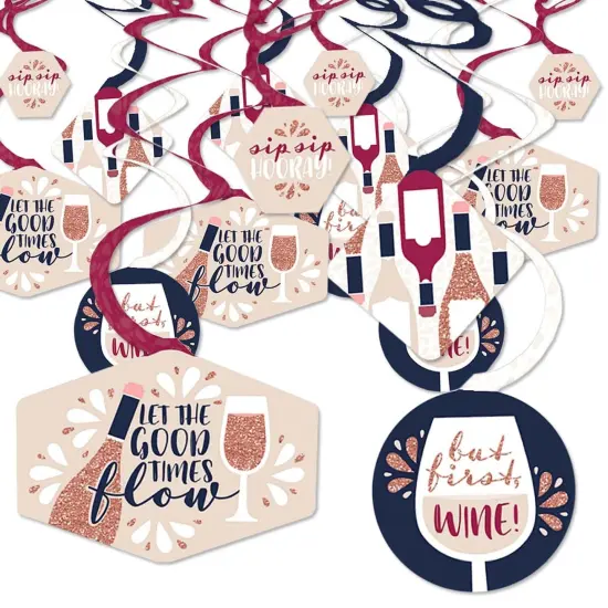 Big Dot of Happiness But First, Wine - Wine Tasting Party Hanging Decor - Party Decoration Swirls - Set of 40 {1}