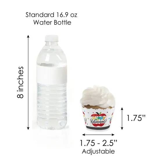 Big Dot of Happiness Teacher Retirement - Cupcake Decoration - Happy Retirement Party Cupcake Wrappers and Treat Picks Kit - Set of 24 {7}