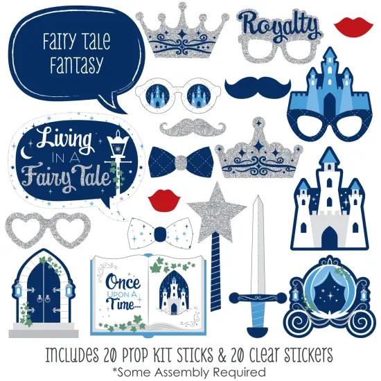 Big Dot of Happiness Fairy Tale Fantasy - Royal Prince and Princess Party Photo Booth Props Kit - 20 Count {3}