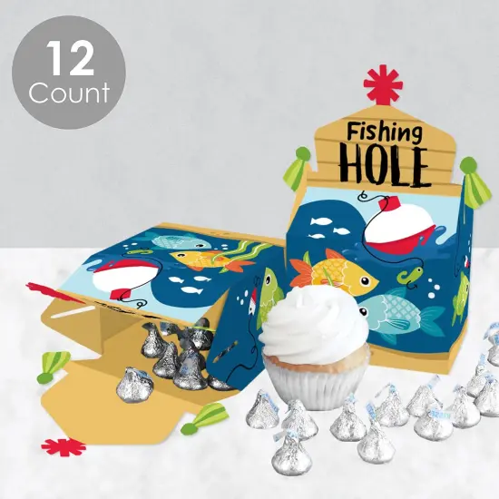 Big Dot of Happiness Let's Go Fishing - Treat Box Party Favors - Fish Themed Birthday Party or Baby Shower Goodie Gable Boxes - Set of 12 {4}