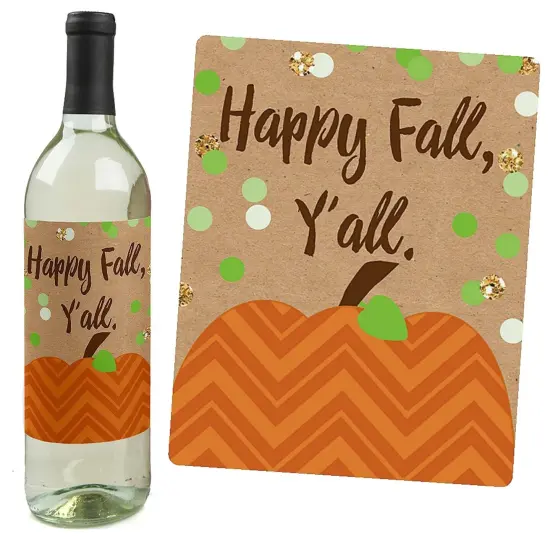 Big Dot of Happiness Pumpkin Patch - Fall, Halloween or Thanksgiving Party Decorations for Women and Men - Wine Bottle Label Stickers - Set of 4 {6}