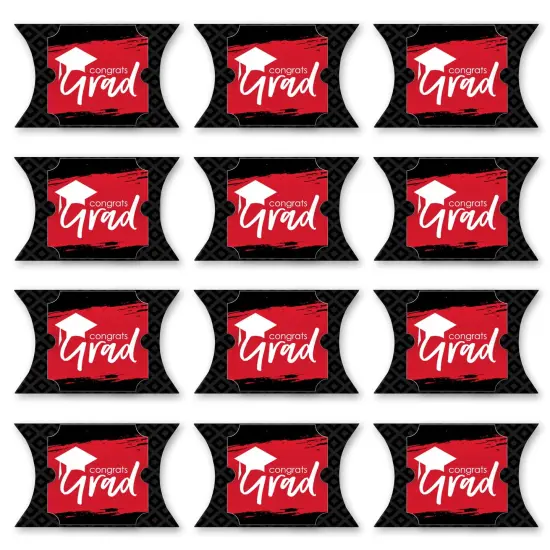 Big Dot of Happiness Red Grad - Best is Yet to Come - Favor Gift Boxes - Red Graduation Party Large Pillow Boxes - Set of 12 {6}