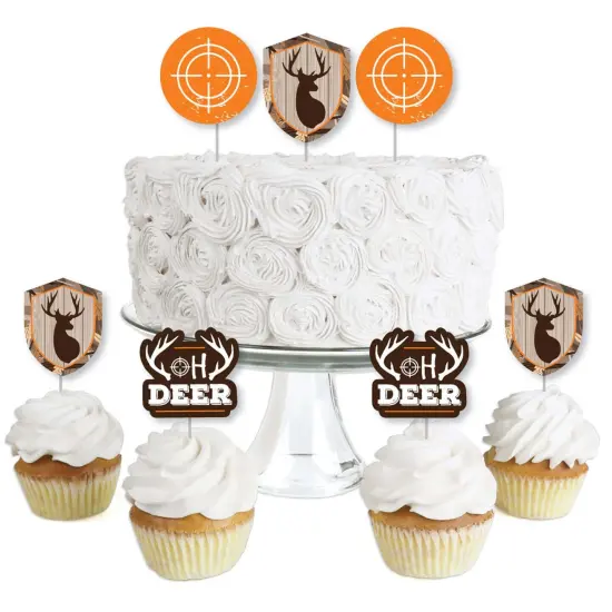 Big Dot of Happiness Gone Hunting - Dessert Cupcake Toppers - Deer Hunting Camo Baby Shower or Birthday Party Clear Treat Picks - Set of 24 {1}