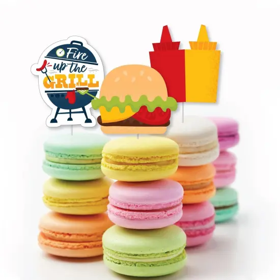 Big Dot of Happiness Fire Up the Grill - Dessert Cupcake Toppers - Summer BBQ Picnic Party Clear Treat Picks - Set of 24 {6}