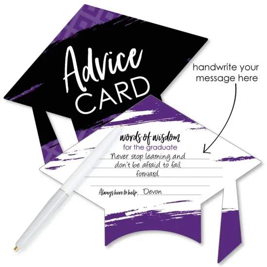 Big Dot of Happiness Purple Grad - Best is Yet to Come - Purple Grad Cap Wish Card Grad Party Activities - Shaped Advice Cards Games - Set of 20 {3}