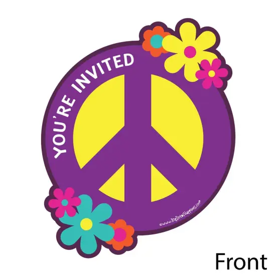 Big Dot of Happiness 60's Hippie - Shaped Fill-in Invitations - 1960s Groovy Party Invitation Cards with Envelopes - Set of 12 {3}