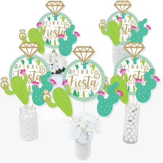 Big Dot of Happiness Final Fiesta - Last Fiesta Bachelorette Party Centerpiece Sticks - Table Toppers - Set of 15 {3}