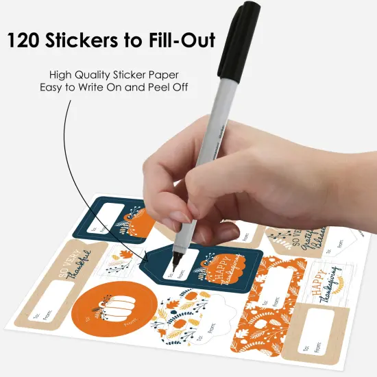 Big Dot of Happiness Happy Thanksgiving - Assorted Fall Harvest Party Gift Tag Labels - To and From Stickers - 12 Sheets - 120 Stickers {4}