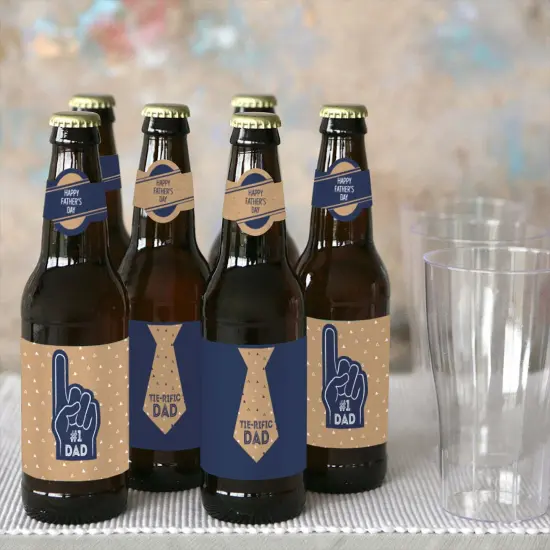 Big Dot of Happiness My Dad is Rad - Father's Day Decorations for Men - 6 Beer Bottle Label Stickers and 1 Carrier {7}