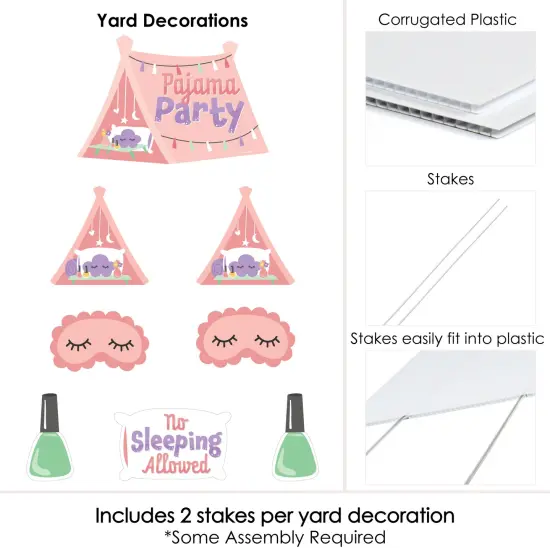 Big Dot of Happiness Pajama Slumber Party - Yard Sign and Outdoor Lawn Decorations - Girls Sleepover Birthday Party Yard Signs - Set of 8 {6}