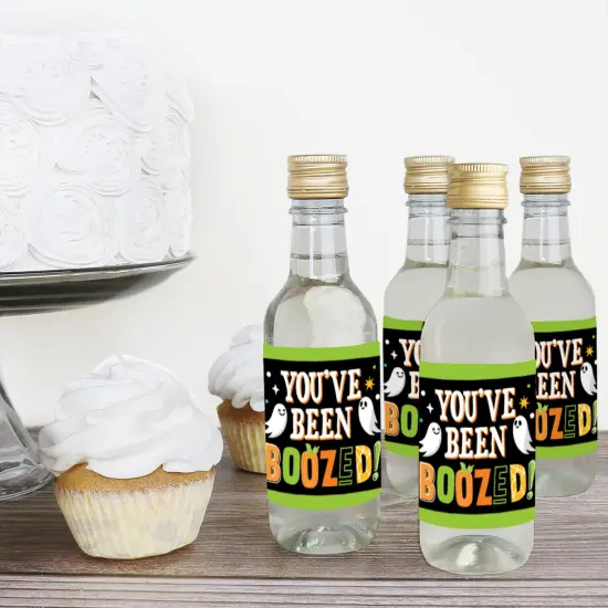 Big Dot of Happiness You've Been Boozed - Mini Wine and Champagne Bottle Label Stickers - Ghost Halloween Party Favor Gift for Women and Men - 16 Ct {4}
